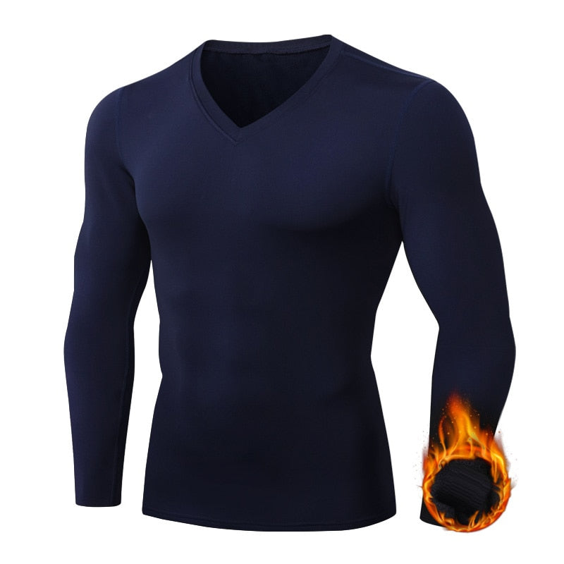 New Winter Thermal Underwear Shirt Men V Neck Fleece Baselayer Sport Tops Autumn Thermo Clothing Pajamas Sleepwear Plus Size