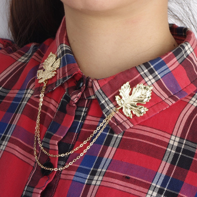 Retro Jewelry Pearl Flower Brooch Ladies Fashion Chain Tassel Personality Shirt Collar Pin Simple Clothing Women Men Accessories