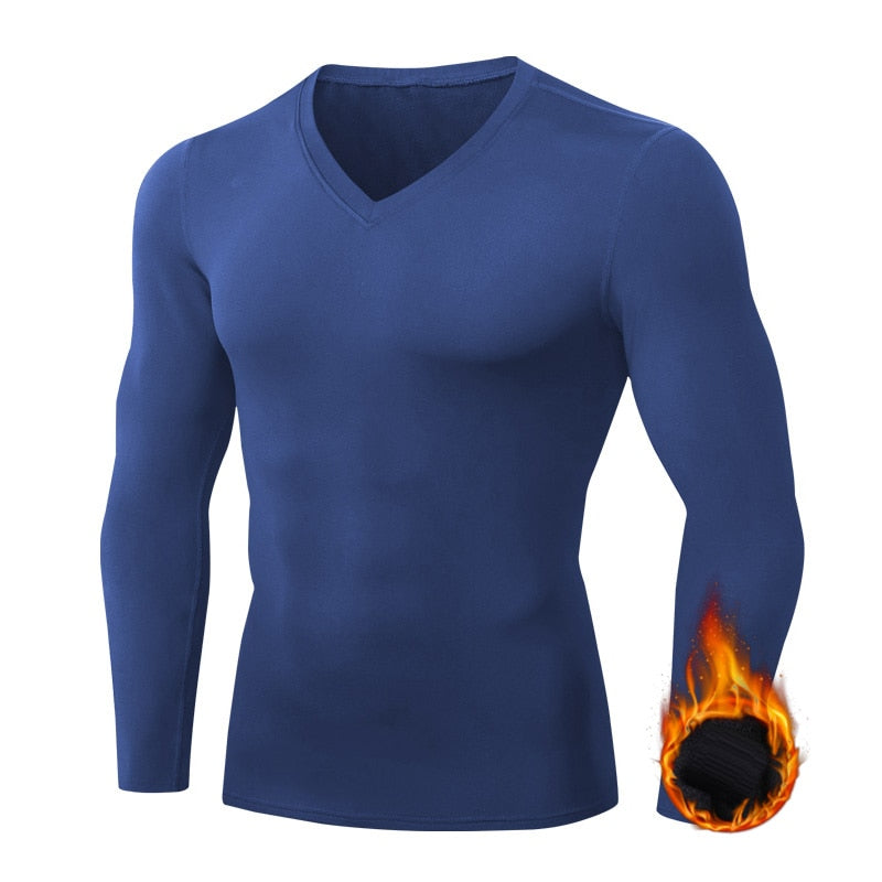 New Winter Thermal Underwear Shirt Men V Neck Fleece Baselayer Sport Tops Autumn Thermo Clothing Pajamas Sleepwear Plus Size