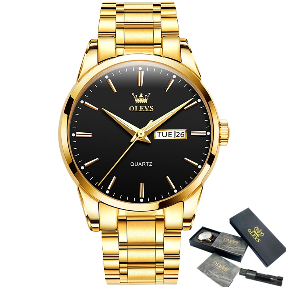 OLEVS Men Watches Top Brand Luxury Fashion Business Breathable Leather Luminous Hand Quartz Wristwatch Gift for Man Reloj Hombre