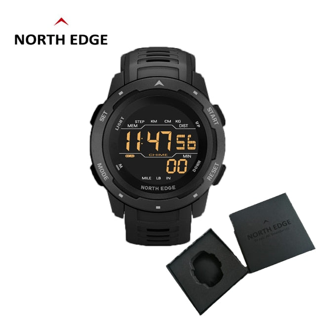 NORTH EDGE Mars Men Smartwatch Women Sports Watches Military Clock Dual Time Pedometer Digital Alarm Countdown Waterproof 50M