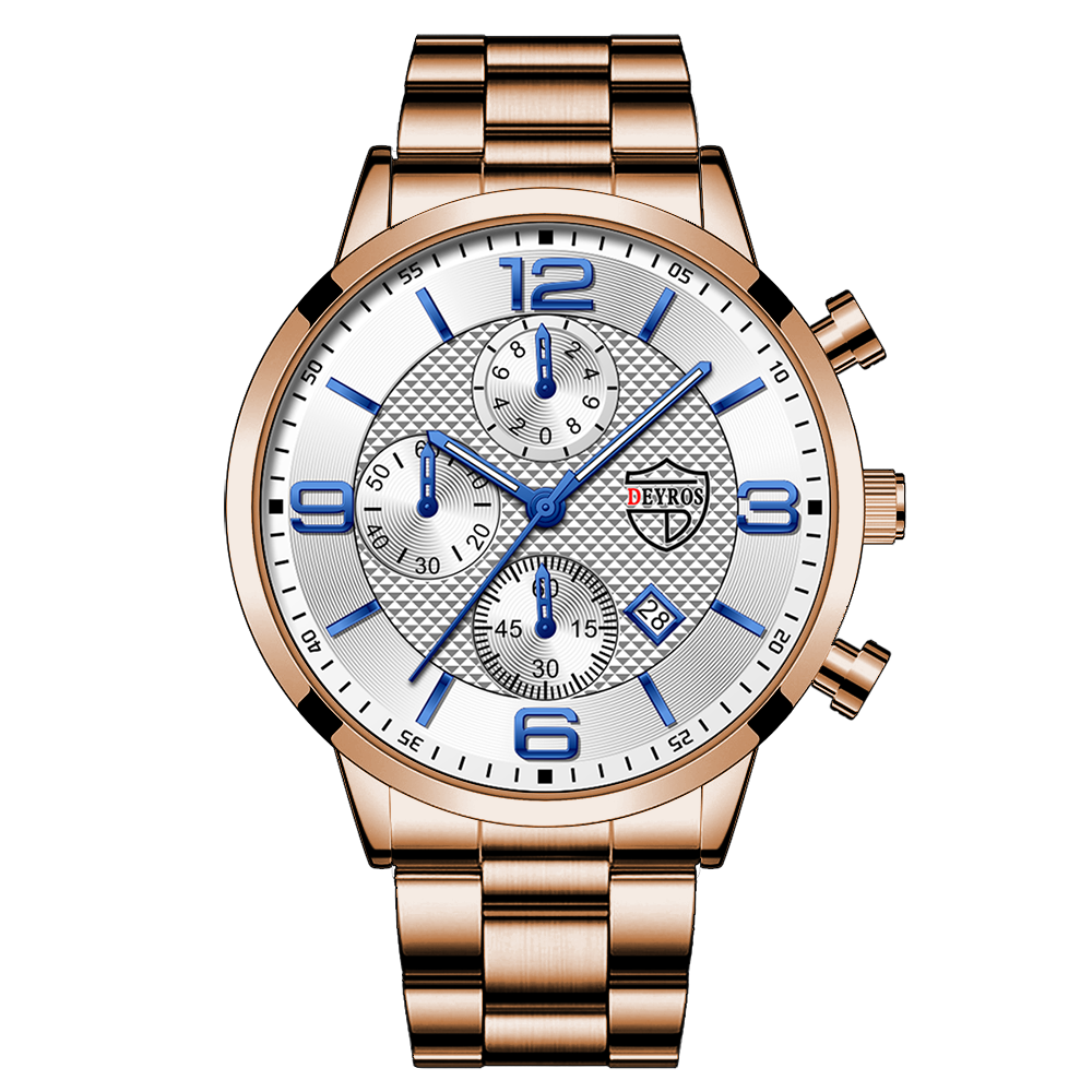 Luxury Mens Sports Stainless Steel Watches Fashion Men Business Leather Quartz Watch Man Calendar Luminous Clock часы мужские