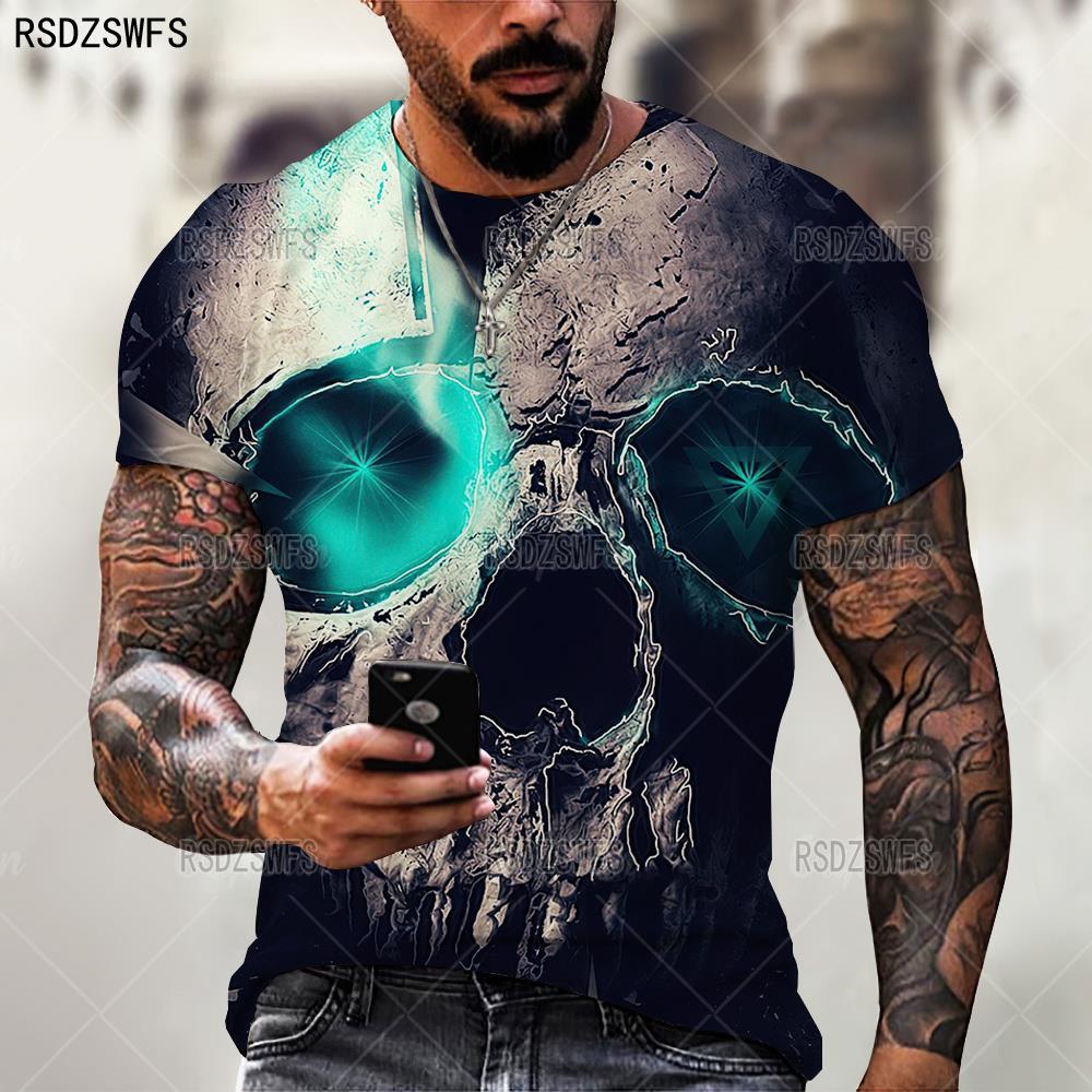Summer Horror Skull 3D Print T Shirt For Men Casual Oversized Short Sleeve Clothes Streetwear Hip Hop Tops Tees Men Clothing 4XL