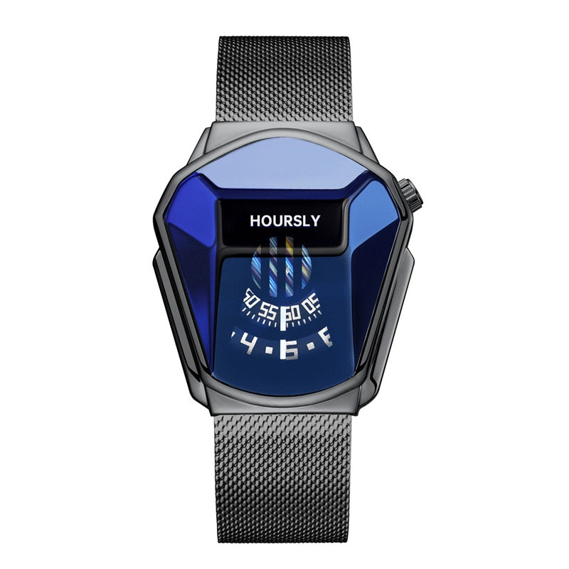 Luxury HOURSLY Brand Trend Cool Men's Wrist Watch Stainless Steel Technology Fashion Quartz Watch For Men 2022 Relogio Masculino