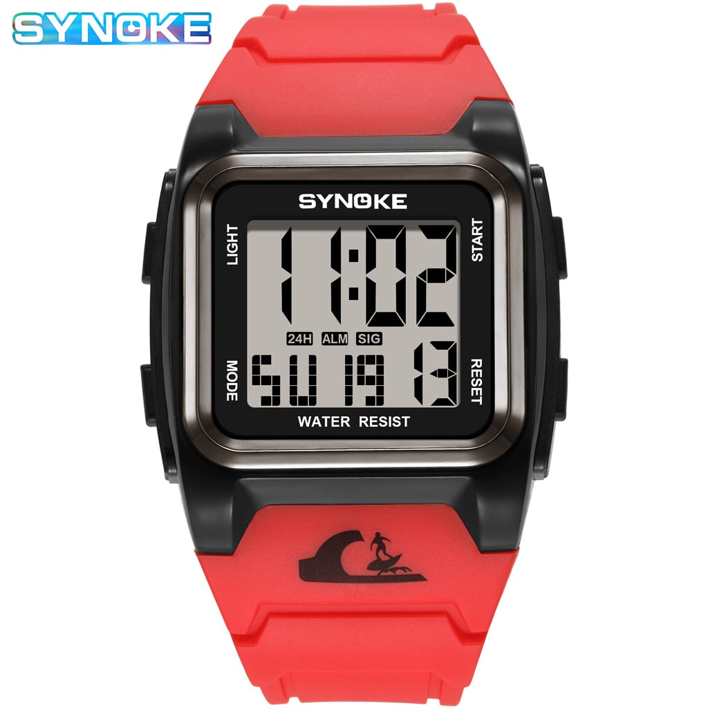 SYNOKE Men Sport Mlitary Watch 5ATM Waterproof Japanese Movement Electronic Watch Count Sports Watches Men Bracelet Alarm Clock