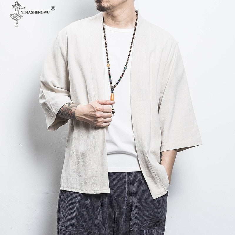Japanese Kimono Men Cardigan Streetwear Yukata Male Shirt Haori Mens Kimono Shirt Traditional Japanese Samurai Clothing  5XL