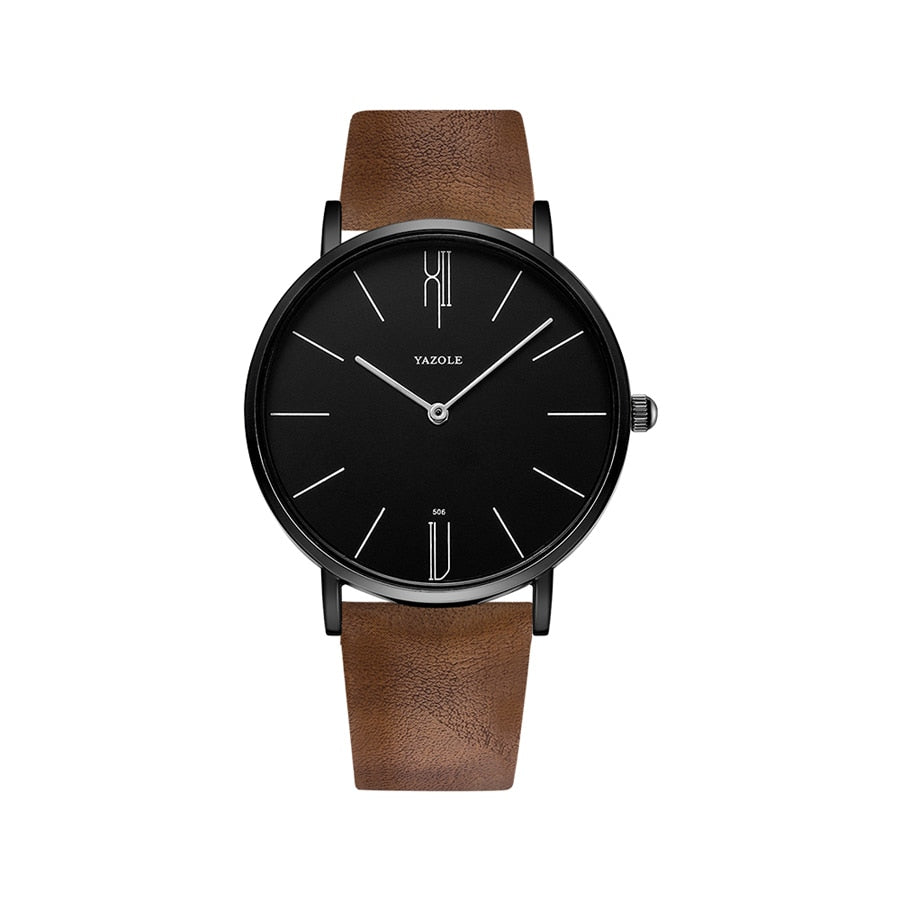 Simple Men's Watches Genuin Leather Bussiness Quartz Men Watch Waterproof Black White Dail Quartz Watch For Men Drop Shipping