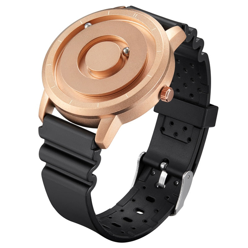 EUTOUR Creative Watch Rose Gold Black Sliver Magnetic Ball Metal Multinational Watch Men's Fashion Rubber Sports Male Watch