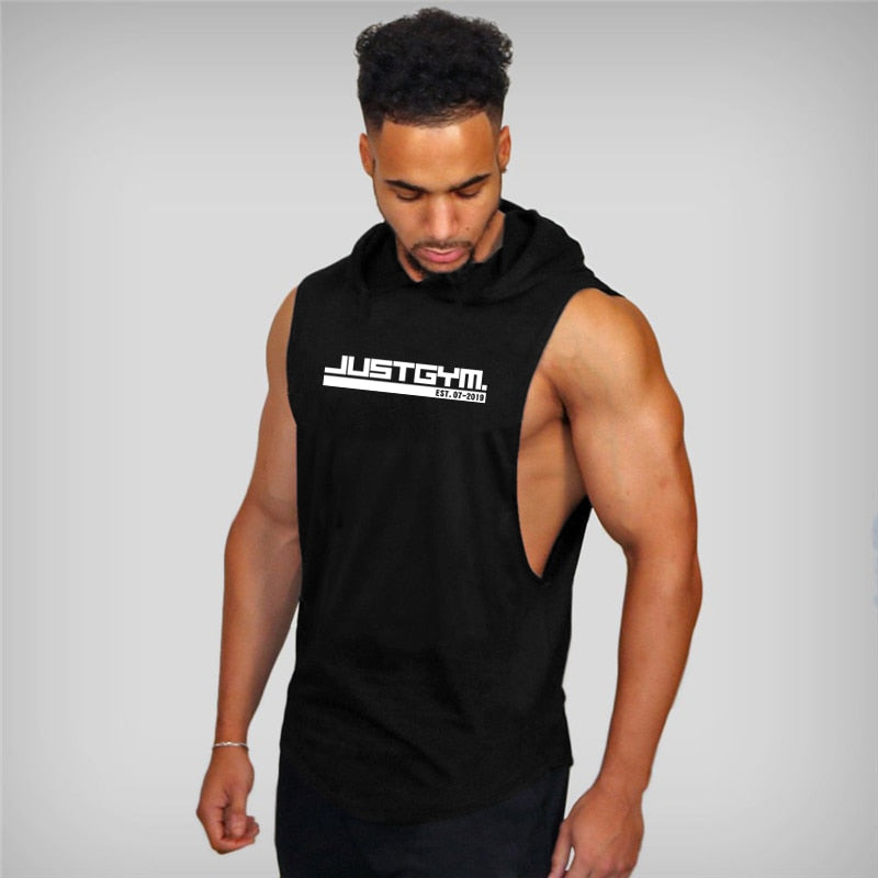 Summer Brand Clothing Bodybuilding Hooded Sleeveless Shirt Fitness Mens Tank Top Muscle Vest Cotton Gym Tank Top Sportswear