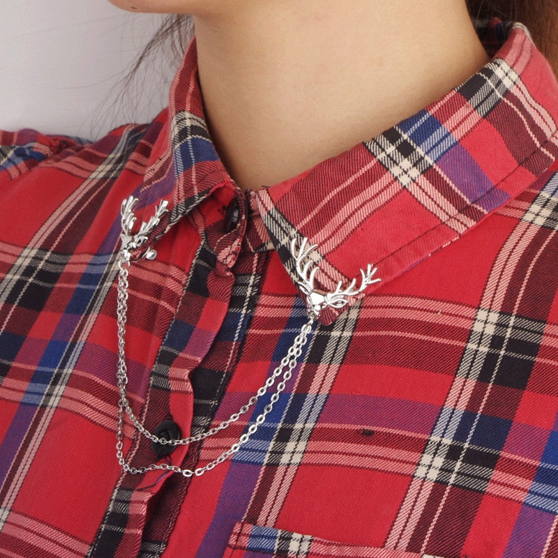 Retro Jewelry Pearl Flower Brooch Ladies Fashion Chain Tassel Personality Shirt Collar Pin Simple Clothing Women Men Accessories