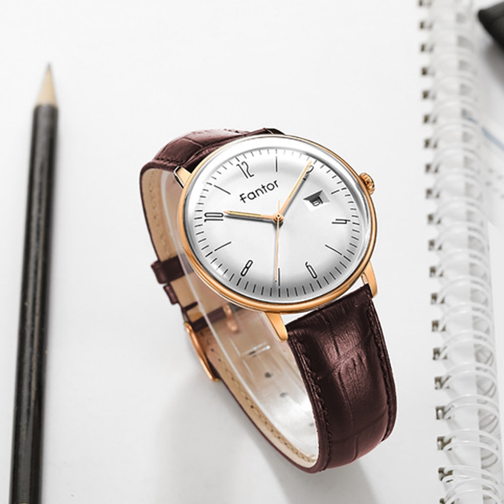 Fantor New Brand Business Men Watch Luxury Fashion Dress Quartz Wristwatch Mens Leather Strap Waterproof Relogio Masculino