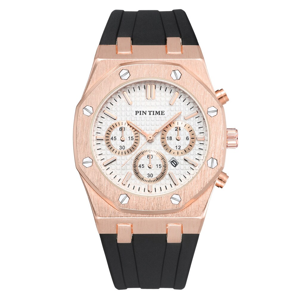 PINTIME Silicone Mens Watch Top Brand Luxury Quartz Clock Calendar Military Watch Men Sport Wristwatch Relogio Masculino Relojes