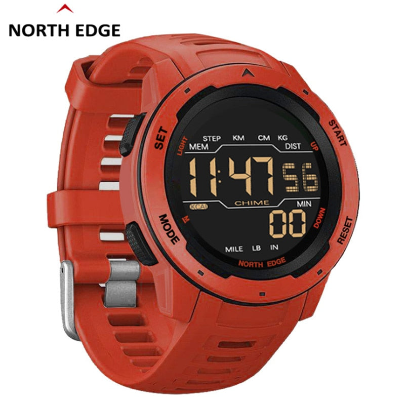 NORTH EDGE Mars Men Smartwatch Women Sports Watches Military Clock Dual Time Pedometer Digital Alarm Countdown Waterproof 50M