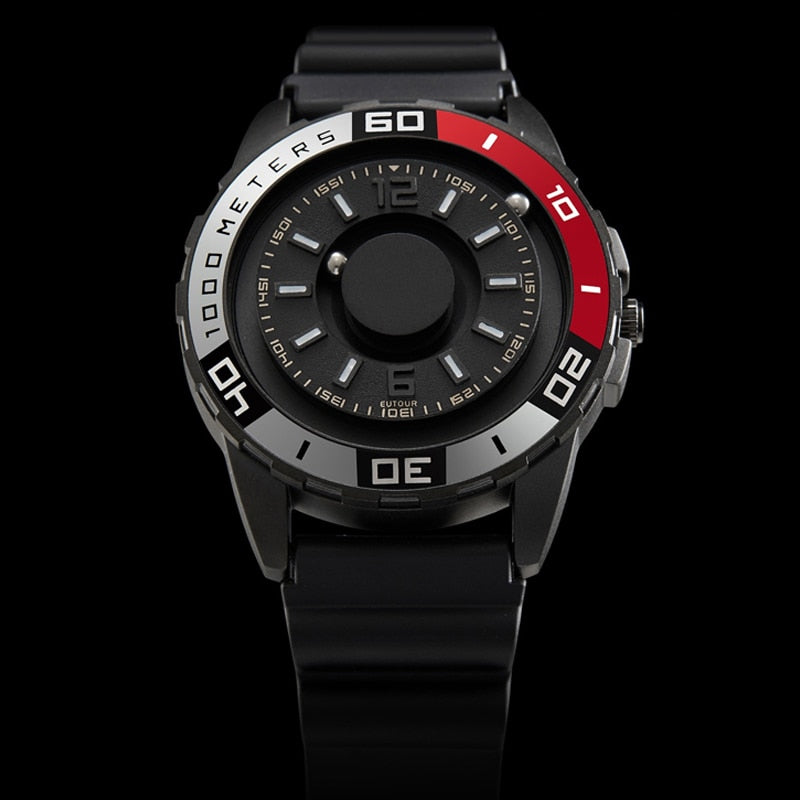 EUTOUR Creative Watch Rose Gold Black Sliver Magnetic Ball Metal Multinational Watch Men's Fashion Rubber Sports Male Watch