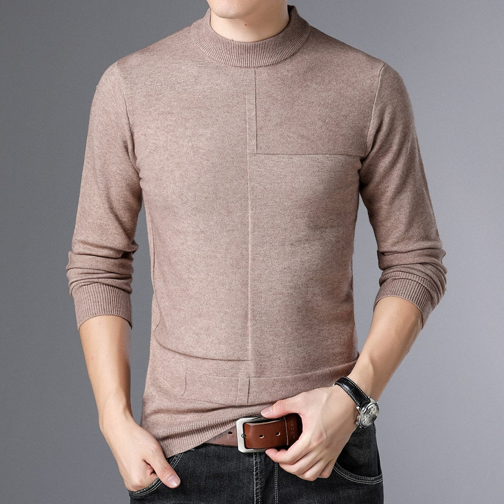 Top Quality New Brand Knit Pullover Crew Neck Sweater Autum Winter Solid Color Simple Casual Men Jumper Fashion Clothing 2022
