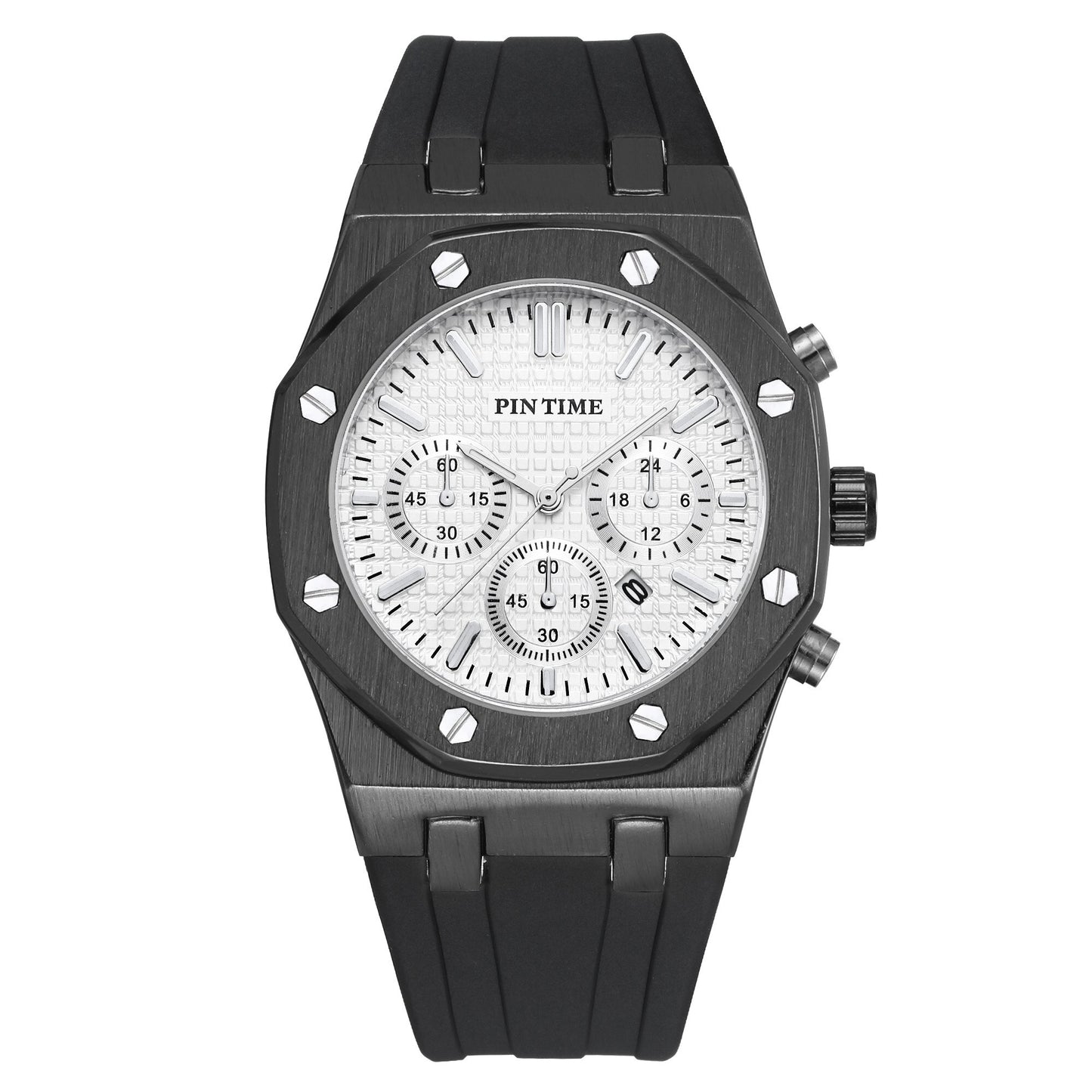 PINTIME Silicone Mens Watch Top Brand Luxury Quartz Clock Calendar Military Watch Men Sport Wristwatch Relogio Masculino Relojes