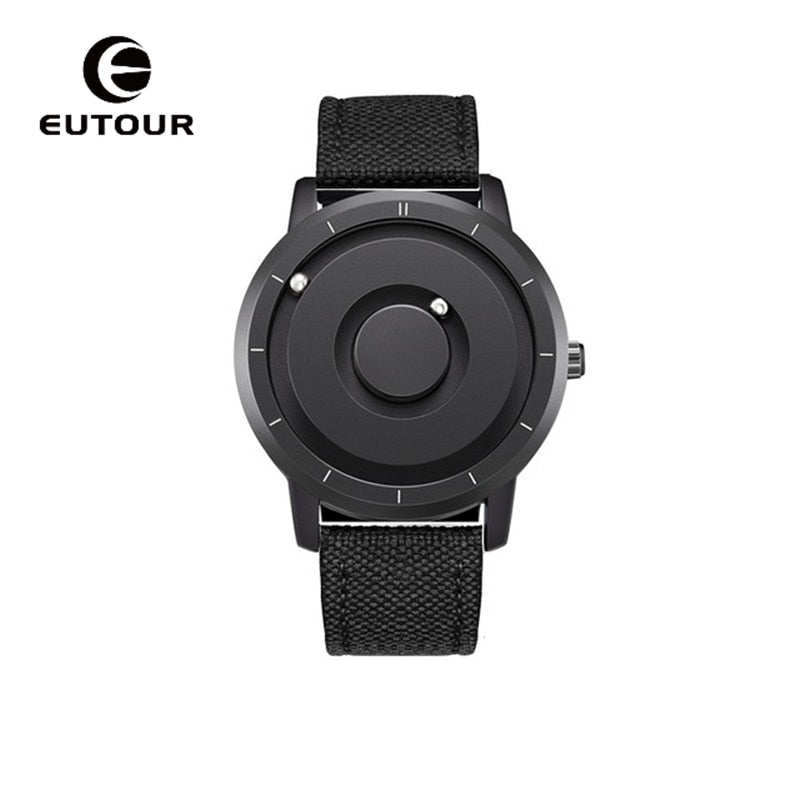 EUTOUR Creative Watch Rose Gold Black Sliver Magnetic Ball Metal Multinational Watch Men's Fashion Rubber Sports Male Watch