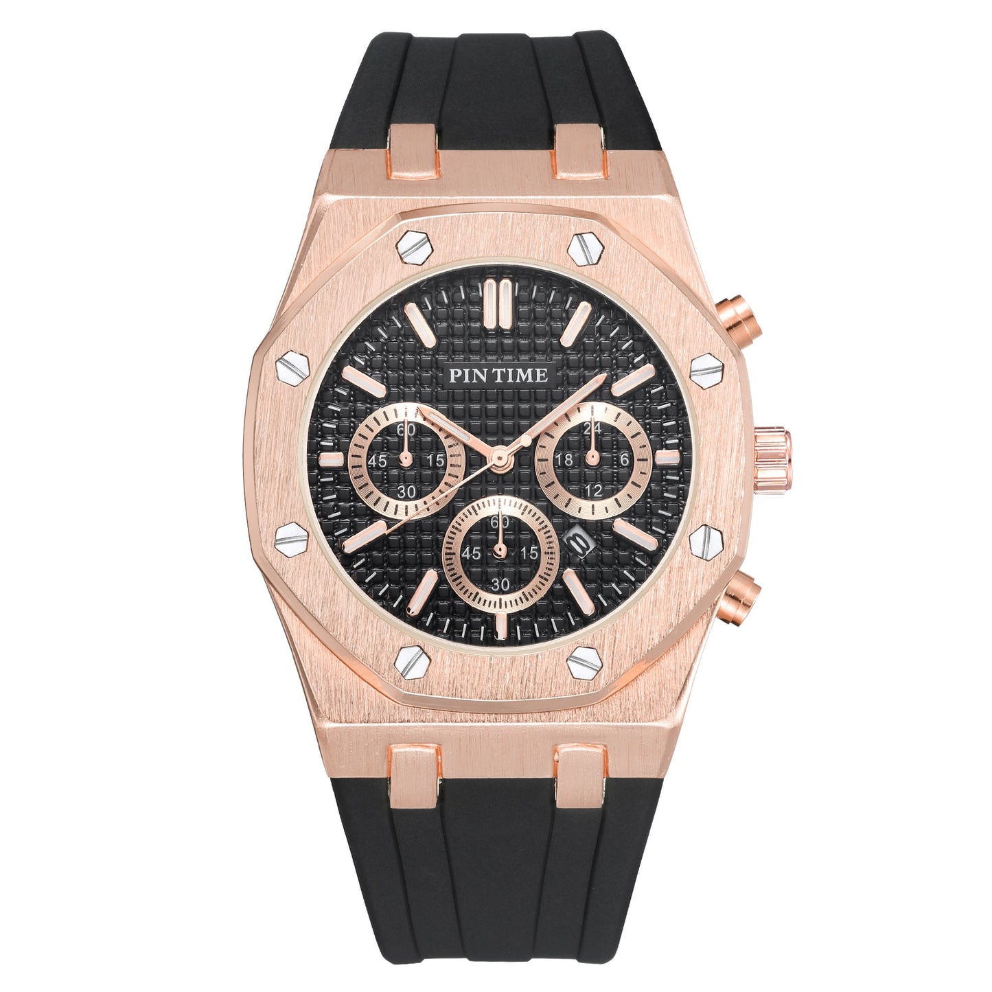 PINTIME Silicone Mens Watch Top Brand Luxury Quartz Clock Calendar Military Watch Men Sport Wristwatch Relogio Masculino Relojes