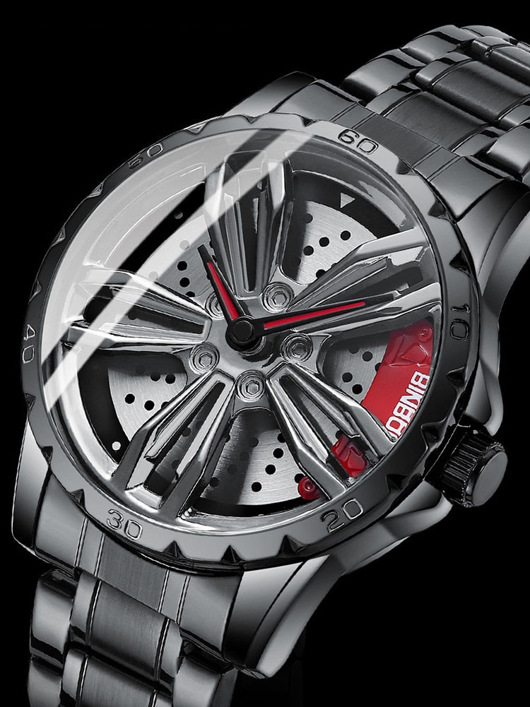 Rim Hub Watches 2022 Men Sports Car Men Watches Quartz Waterproof Sport Stainless Steel Wheel Wristwatch Car Quartz Men Watches