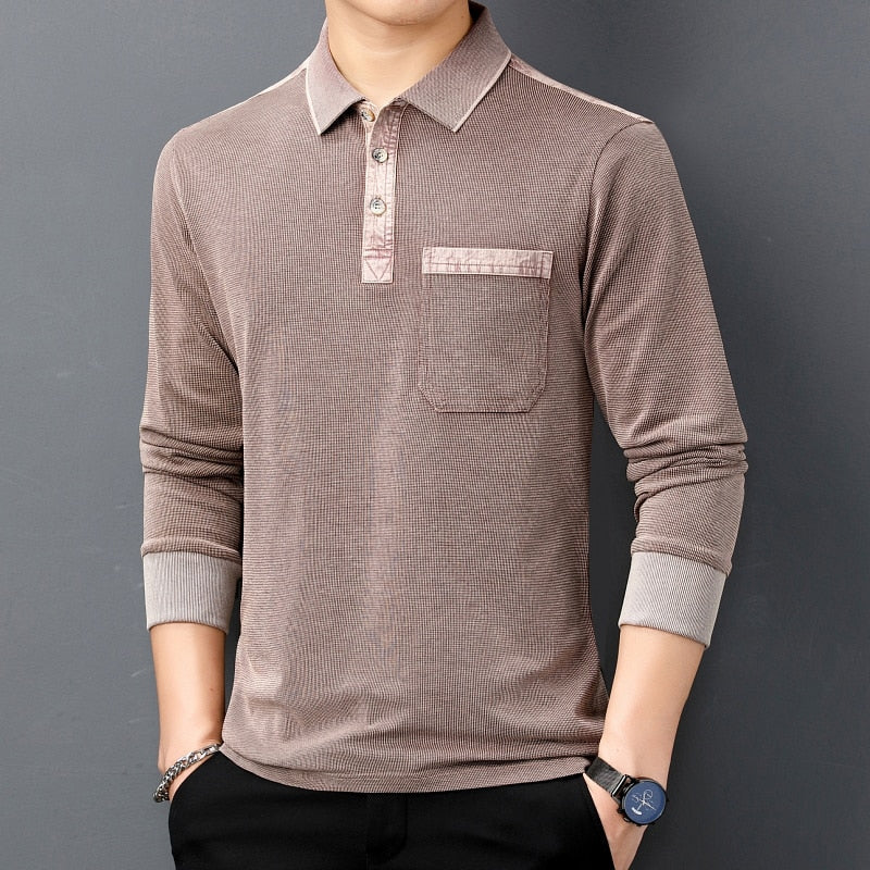 New Brand Spring Autumn Vintage Polo Shirt Men High Quality Cotton Tee Shirt Homme Long Sleeve Camisa Polo Men Clothing T1105