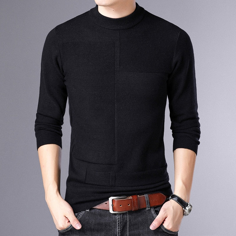 Top Quality New Brand Knit Pullover Crew Neck Sweater Autum Winter Solid Color Simple Casual Men Jumper Fashion Clothing 2022