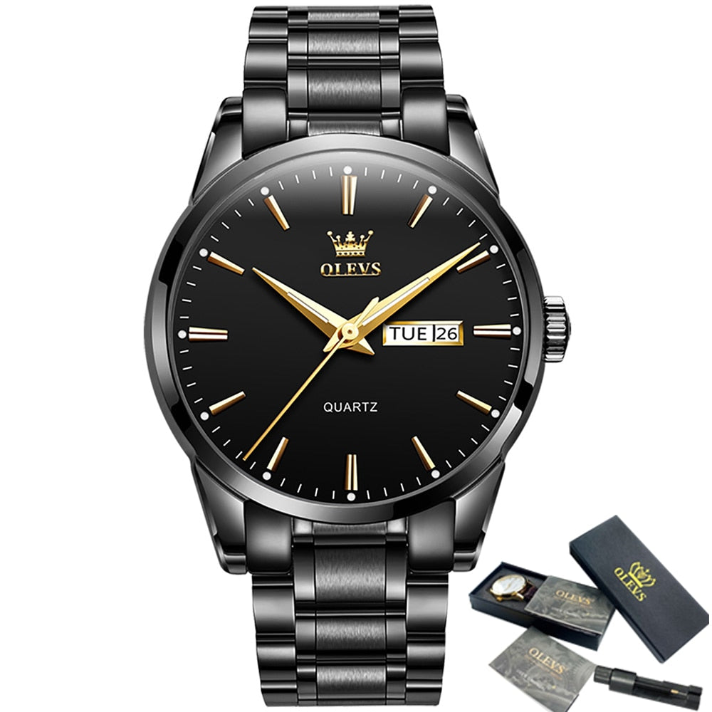 OLEVS Men Watches Top Brand Luxury Fashion Business Breathable Leather Luminous Hand Quartz Wristwatch Gift for Man Reloj Hombre