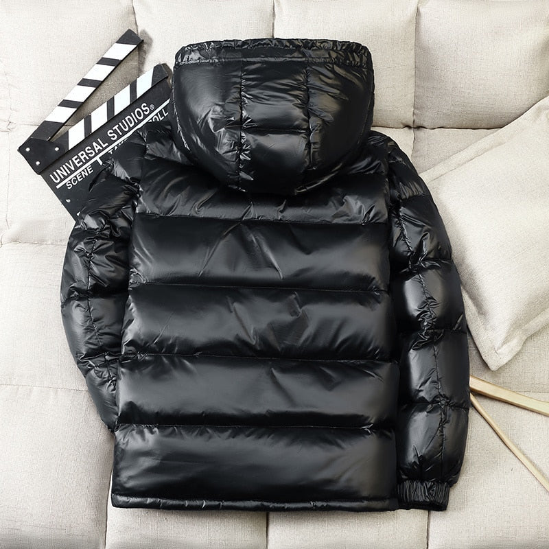 New Mens Hooded Casual Down Jacket Thick And Warm 2021  Winter Mens Winter Clothing Short Glossy White Duck Down Jackets Coats
