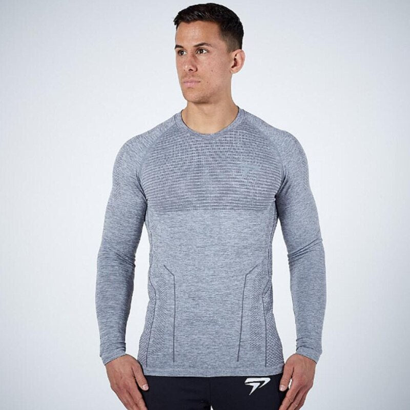 New Mens Compression Long sleeve Skinny T-shirt Casual Quick dry Tee shirt Male Gyms Workout Tops Fitness Bodybuilding Clothing