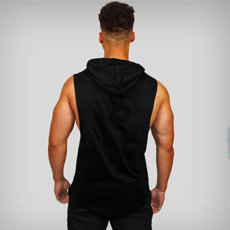 Summer Brand Clothing Bodybuilding Hooded Sleeveless Shirt Fitness Mens Tank Top Muscle Vest Cotton Gym Tank Top Sportswear