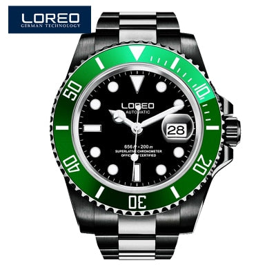 LOREO Waterproof 200m Sports Watch Men Famous Mechanical Watches Male Clock Relojes Deportivos Herren Uhren Reloj Hombre Montre