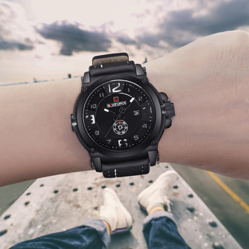 Top Brand Luxury NAVIFORCE Men Sports Watches Men's Army Military Leather Quartz Watch Male Waterproof Clock Relogio Masculino