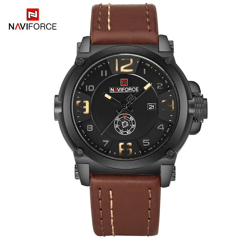 Top Brand Luxury NAVIFORCE Men Sports Watches Men's Army Military Leather Quartz Watch Male Waterproof Clock Relogio Masculino