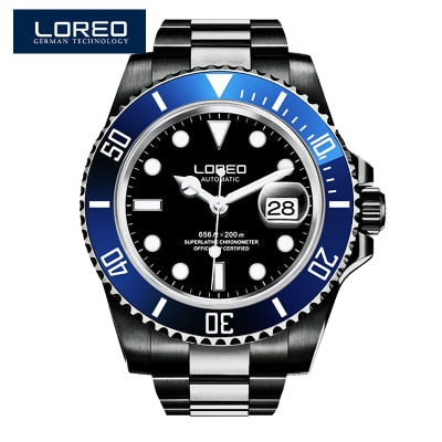 LOREO Waterproof 200m Sports Watch Men Famous Mechanical Watches Male Clock Relojes Deportivos Herren Uhren Reloj Hombre Montre