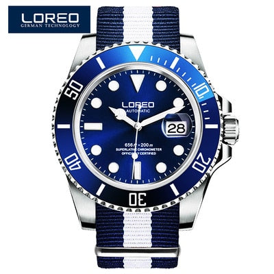 LOREO Waterproof 200m Sports Watch Men Famous Mechanical Watches Male Clock Relojes Deportivos Herren Uhren Reloj Hombre Montre