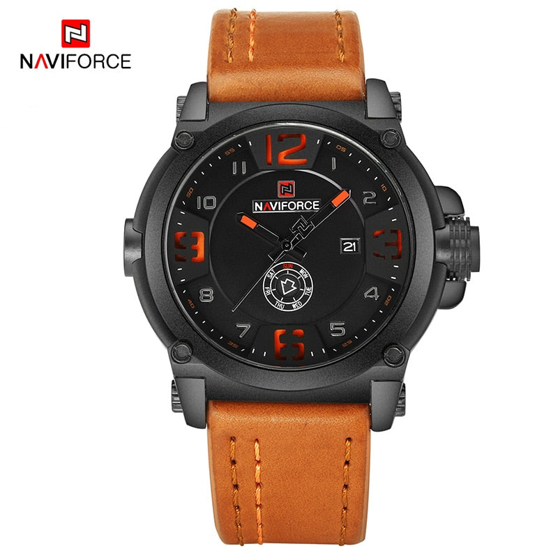 Top Brand Luxury NAVIFORCE Men Sports Watches Men's Army Military Leather Quartz Watch Male Waterproof Clock Relogio Masculino