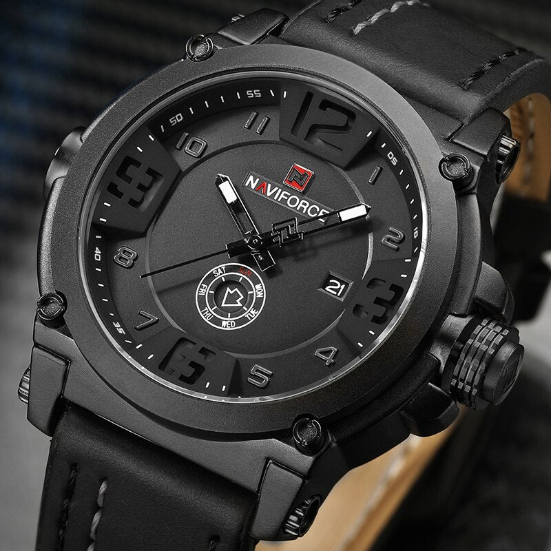 Top Brand Luxury NAVIFORCE Men Sports Watches Men's Army Military Leather Quartz Watch Male Waterproof Clock Relogio Masculino