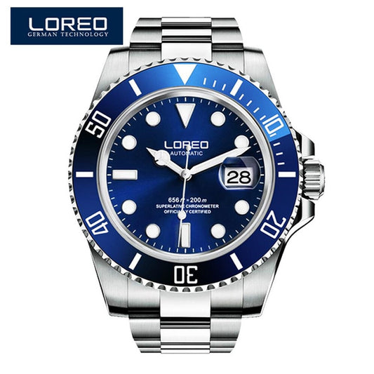 LOREO Waterproof 200m Sports Watch Men Famous Mechanical Watches Male Clock Relojes Deportivos Herren Uhren Reloj Hombre Montre