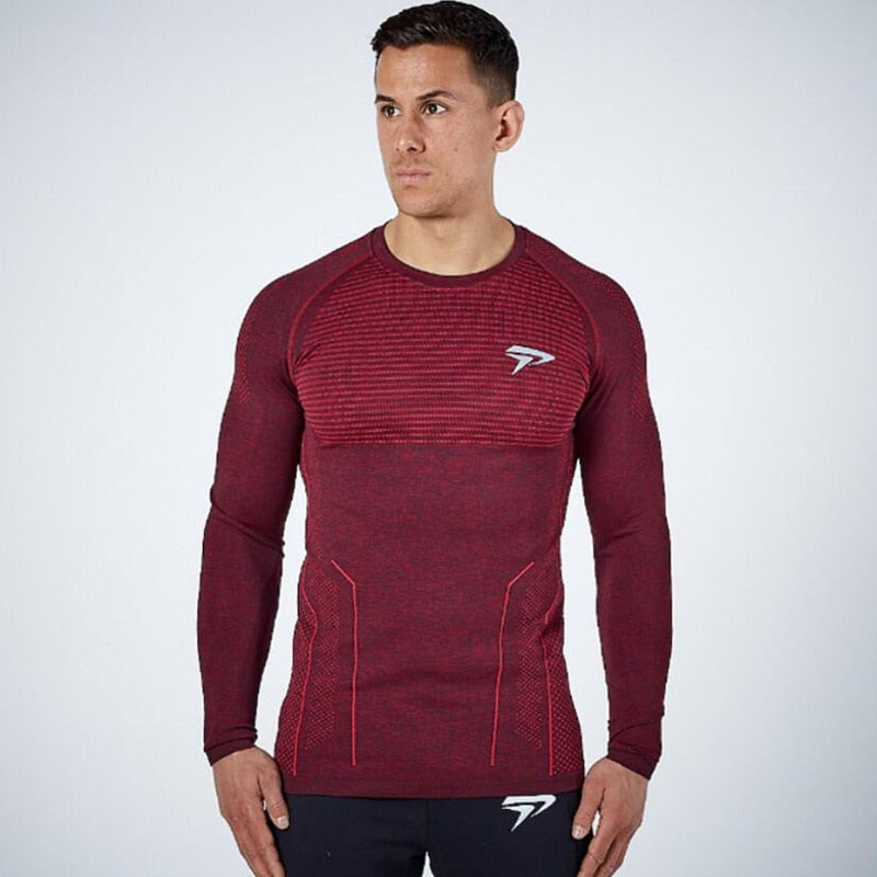 New Mens Compression Long sleeve Skinny T-shirt Casual Quick dry Tee shirt Male Gyms Workout Tops Fitness Bodybuilding Clothing