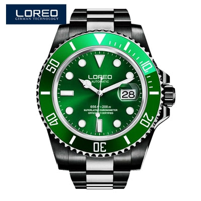 LOREO Waterproof 200m Sports Watch Men Famous Mechanical Watches Male Clock Relojes Deportivos Herren Uhren Reloj Hombre Montre
