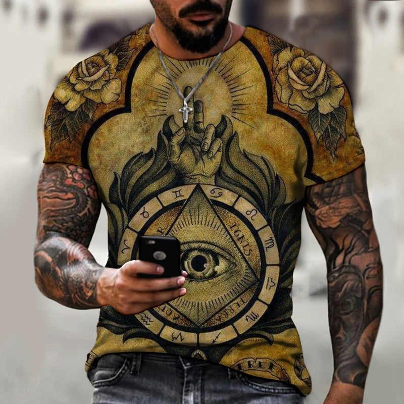 Hot Selling Men's T-shirts Fun 3D T-shirt Summer Casual Tops Fashion O-neck Short Sleeve Boys Clothing High Street Streetwear 1 2