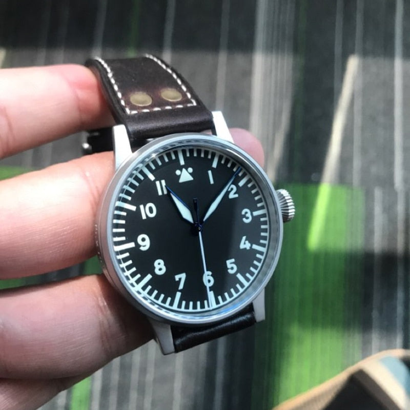 Hruodland 42mm Retro Automatic Men Pilot Watches Sapphire Glass PT5000 SW200 10ATM Mechanical Diving Wrist watch for Men Male