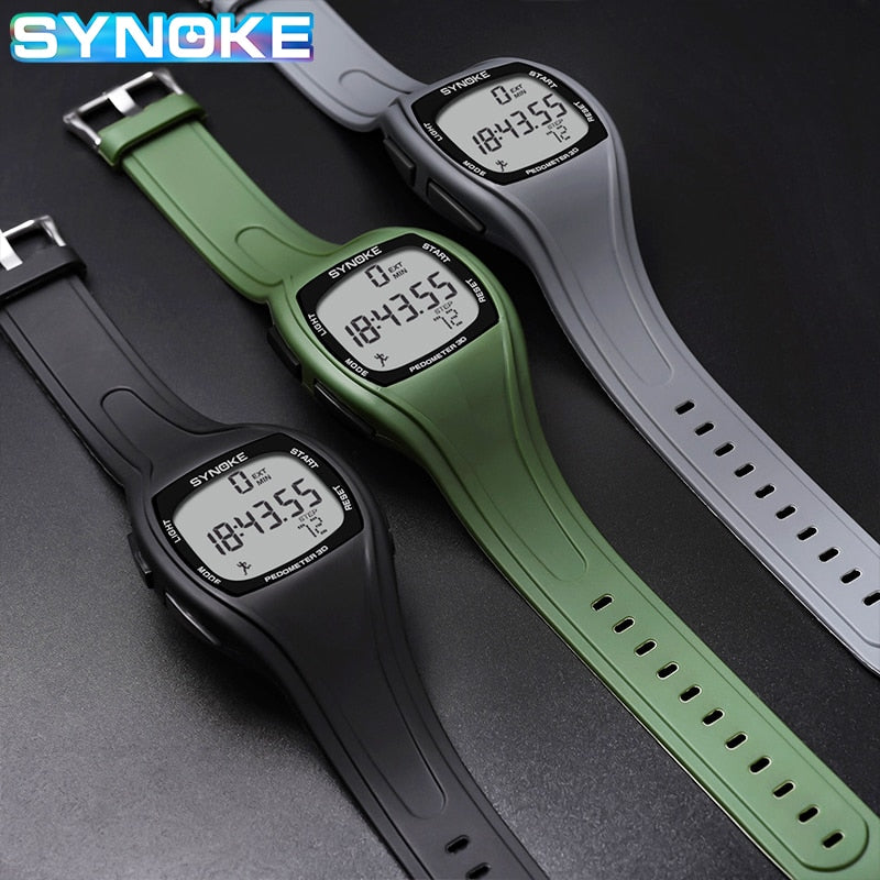 SYNOKE Digital Watches Mens Top Brand Luxury 3D Pedometer Black Military Sport Watch Men Waterproof Wristwatch 9105 Reloj Hombre
