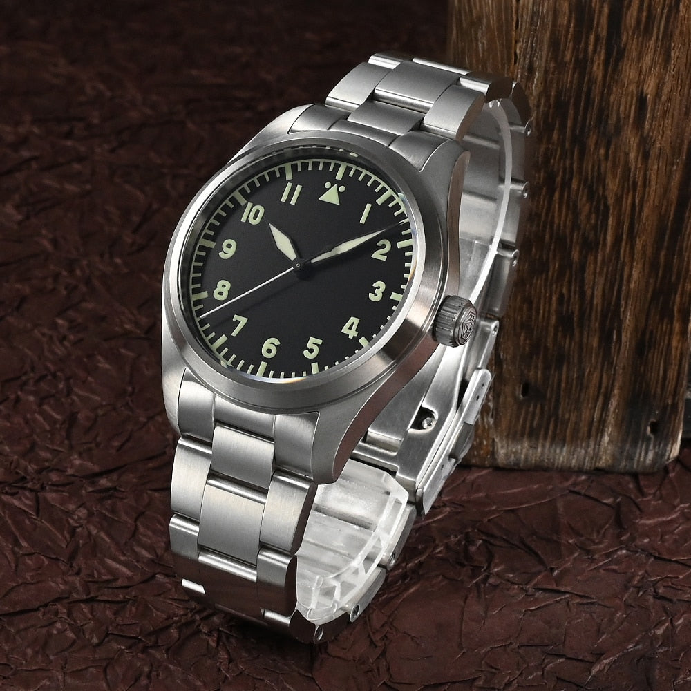 San Martin 39mm Pilot Men Watch Military Fashion Simple Style NH35 YN55A Automatic Mechanical Watches 20 Bar Waterproof Luminous
