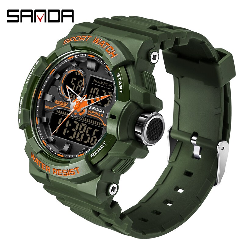 SANDA Waterproof Sports Watch Men's Clock LED Digital Quartz Watch Top Brand Luxury Men G style Luminous Watch Relogio Masculino