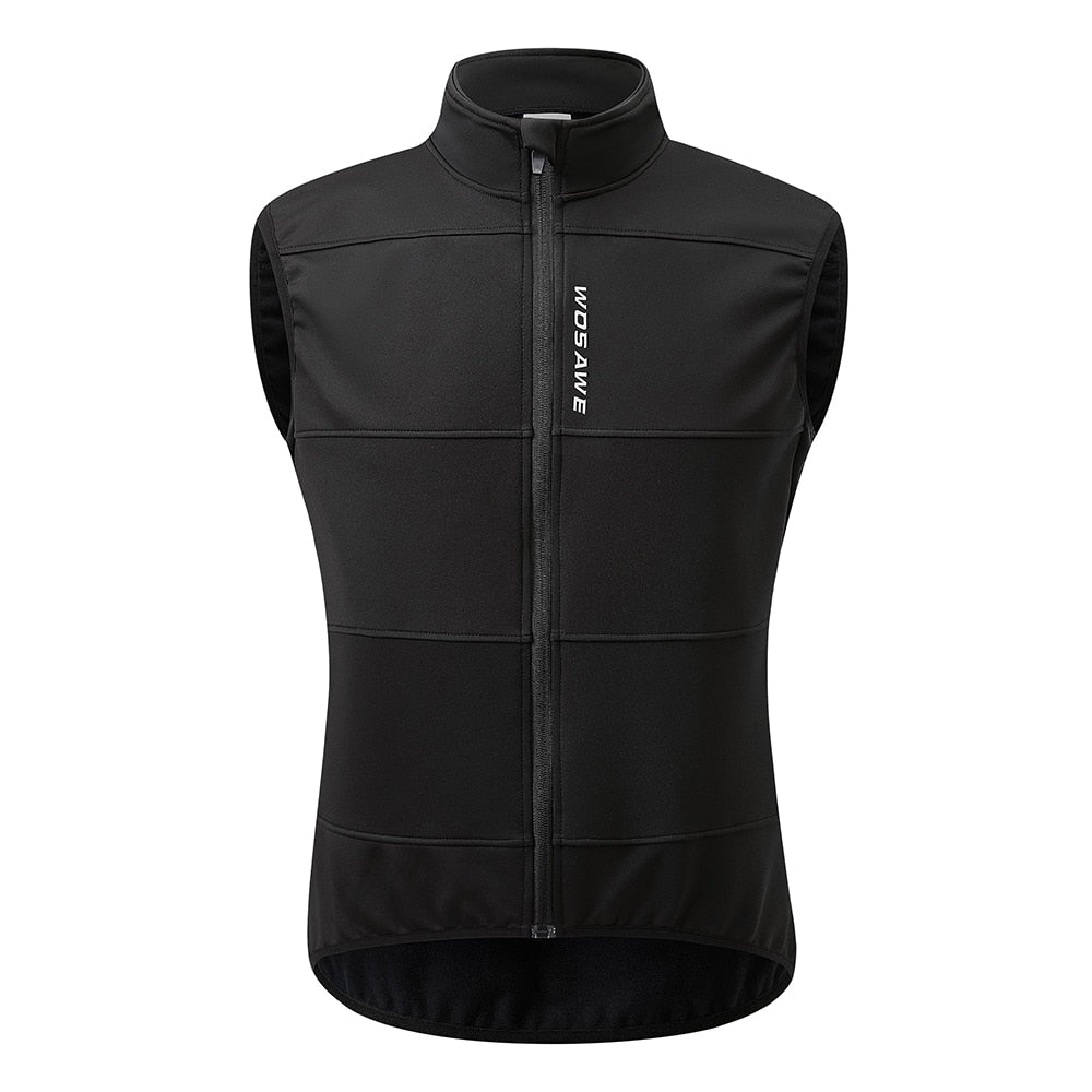 WOSAWE Mens's Winter Thermal Cycling Vest Warm Sleeveless Windproof Waterproof Running Vest MTB Bike Bicycle Reflective Clothing