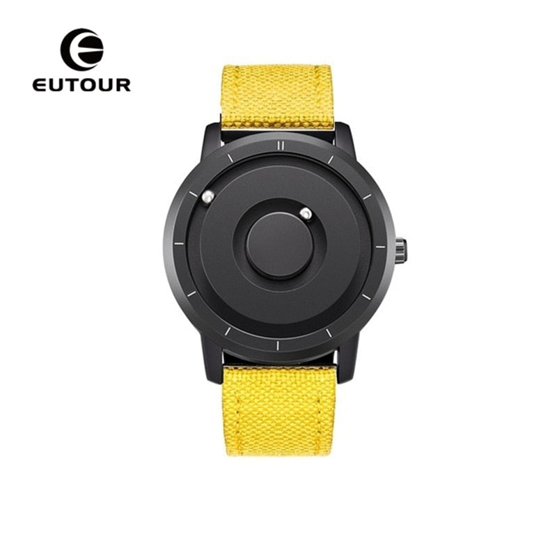 EUTOUR Creative Watch Rose Gold Black Sliver Magnetic Ball Metal Multinational Watch Men's Fashion Rubber Sports Male Watch