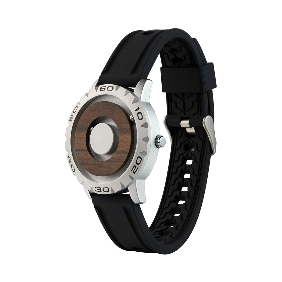EUTOUR Creative Watch Rose Gold Black Sliver Magnetic Ball Metal Multinational Watch Men's Fashion Rubber Sports Male Watch
