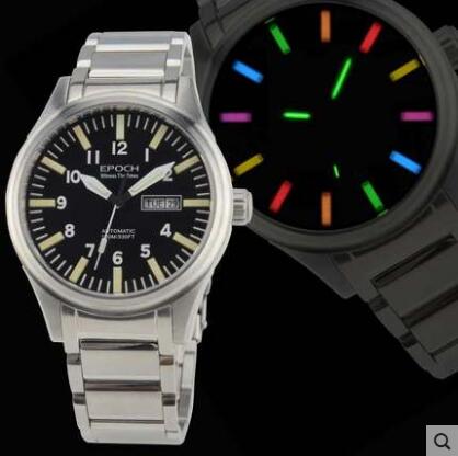 EPOCH Tritium T100 Watch Rainbow Light Men Automatic Mechanical Japan TOP Movement 21Jewels Sapphire WR100M Swim Military Watch