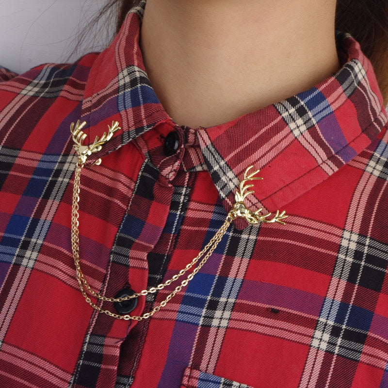 Retro Jewelry Pearl Flower Brooch Ladies Fashion Chain Tassel Personality Shirt Collar Pin Simple Clothing Women Men Accessories