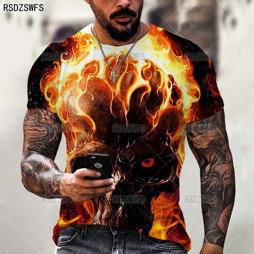 Summer Horror Skull 3D Print T Shirt For Men Casual Oversized Short Sleeve Clothes Streetwear Hip Hop Tops Tees Men Clothing 4XL 1 2